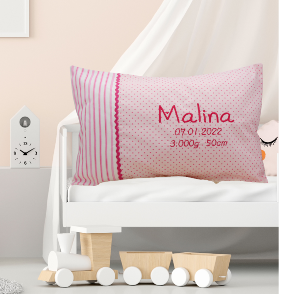 Namenskissen - Hülle 30x50 cm mit Wunschname bestickt